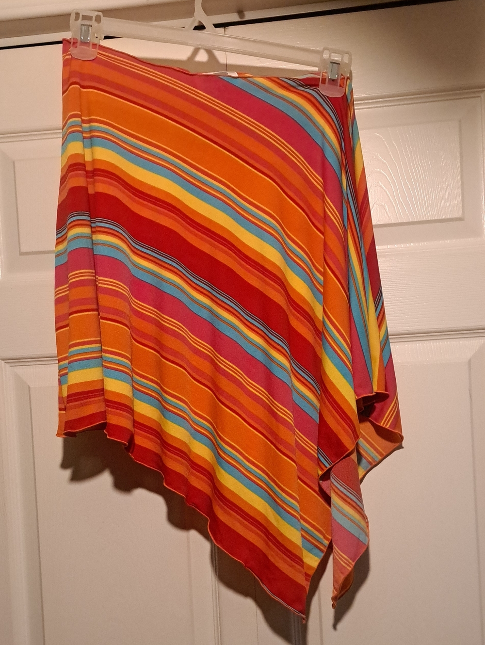 Cover Me-Asymmetric Multi-Stripe Orange Women's Skirt Beach Cover Up